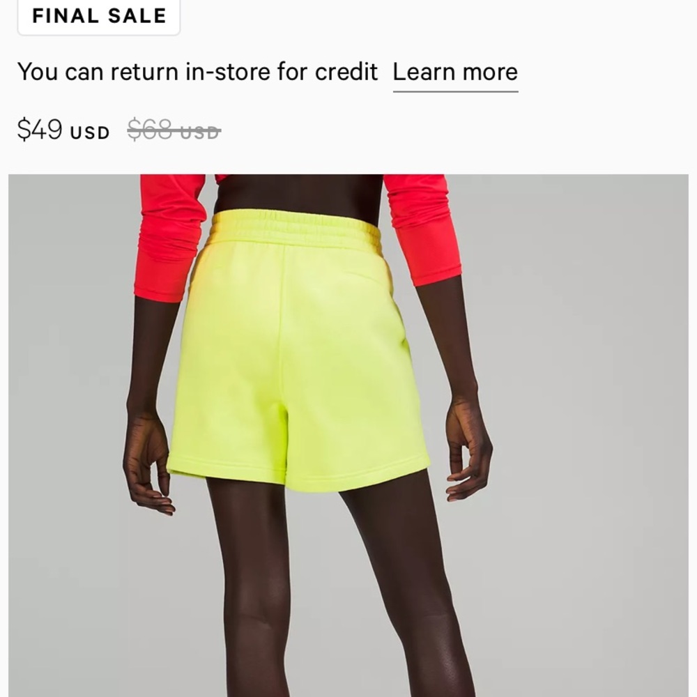 Lululemon Loungeful High-Rise Short 4" lemon NWT 4